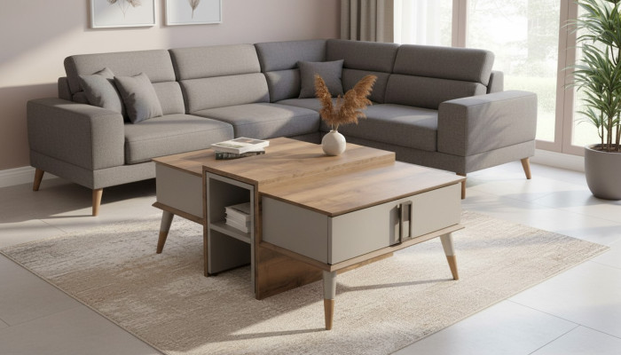 Moderner Brauner Couchtisch Kaffetisch Designer Sofatisch Beistelltisch