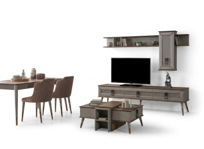 Nábytek do obývacího pokoje v designu TV stojan dřevo regály konferenční stůl RTV Nový