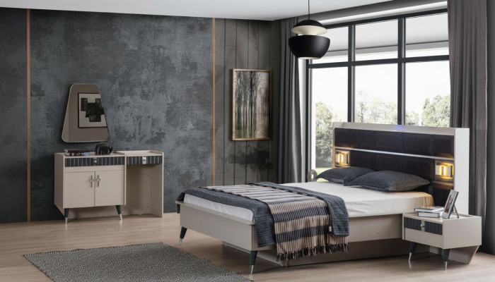 Schlafzimmer Garnitur Luxus Bett Designer Schminktisch Konsole 5tlg Set