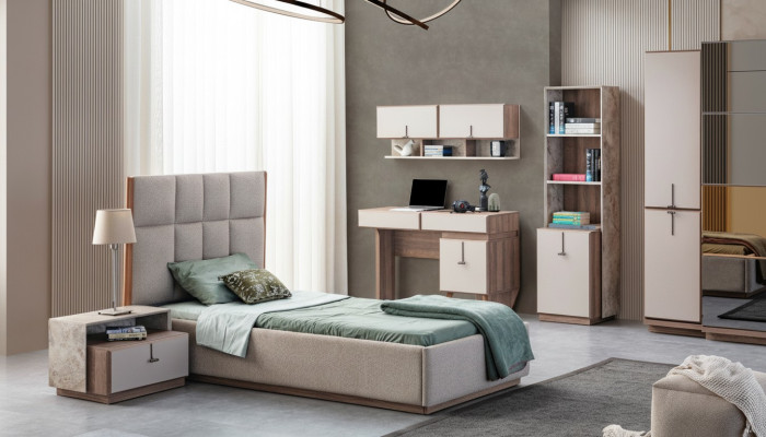 Komplette Kinderzimmer Garnitur Luxus Bett 1x Nachttische Bücherregal