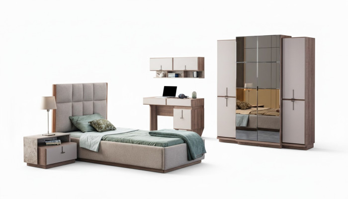 Moderne Kinderzimmer Möbel Designer Bett Schreibtisch Wandschrank Neu