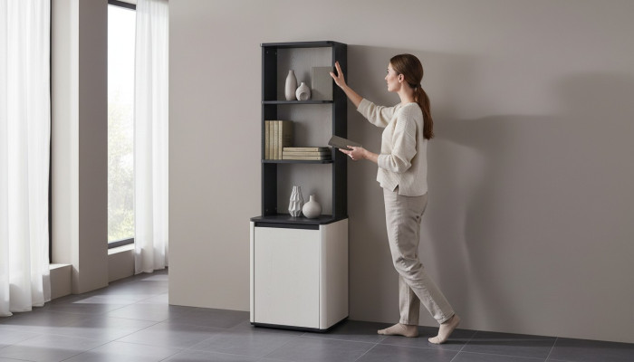 Weiß-schwarzer Bücherschrank Designer Bücherregal Kinder Standregal