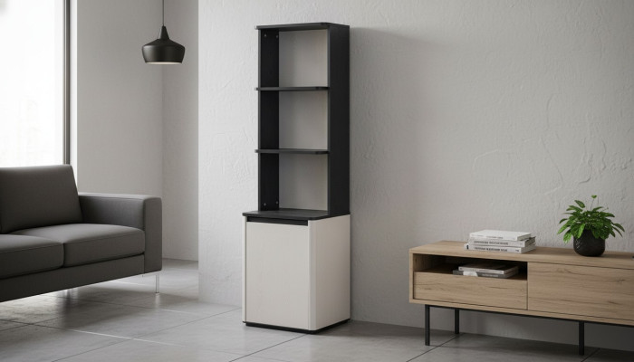 Weiß-schwarzer Bücherschrank Designer Bücherregal Kinder Standregal
