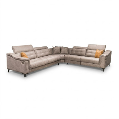 Robustes Graues Ecksofa Wohnzimmer L-Form Ledersofa Designer Couchen