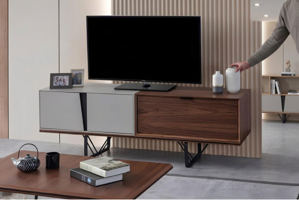 Wohnzimmer Sideboard TV Ständer RTV Lowboard Braun Holz Tisch Möbel