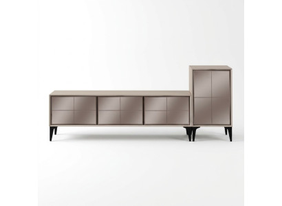 Sideboard TV Ständer RTV Lowboard Weiß Holz Tisch Möbel Wohnzimmer
