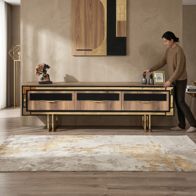 Wohnzimmer Sideboard TV Ständer RTV Lowboard Wohnwand Holz Braun Möbel