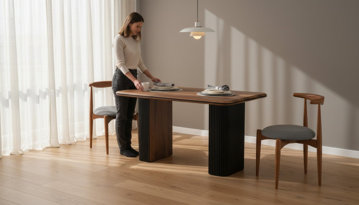 Klassischе Garnitur Essgruppe Esszimmer Esstisch Stühle 3tlg Braun