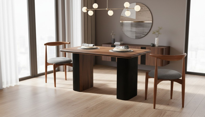 Klassischе Garnitur Essgruppe Esszimmer Esstisch Stühle 3tlg Braun
