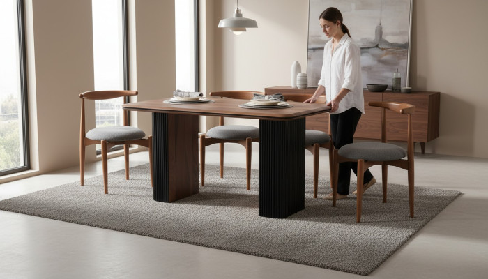 Esszimmer Garnitur Essgruppe Esstisch Stühle 5tlg Braun Klassischе