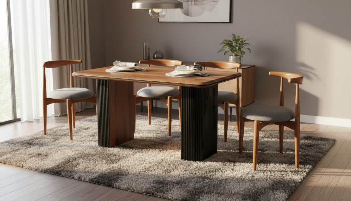 Esszimmer Garnitur Essgruppe Esstisch Stühle 5tlg Braun Klassischе