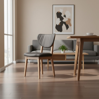 Garnitur Holzstühle Küchenstühle Esszimmerstühle Stoff 2tlg Braun Holz