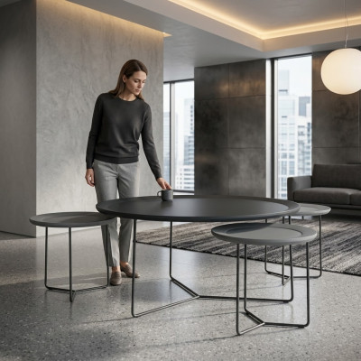 Couchtisch Gruppe Kaffeetisch Sofatisch Beistelltisch Schwarz Tisch