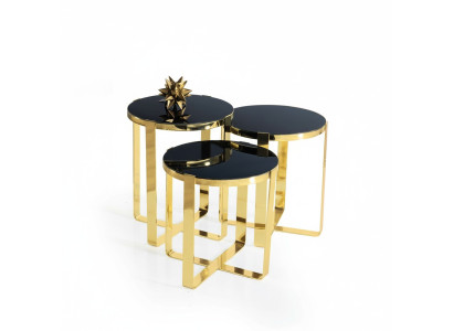 Gruppe Beistelltische Kaffeetische Sofatische 3tlg Couchtische Gold