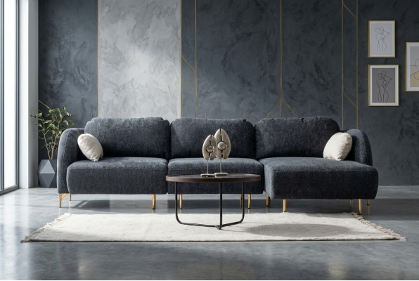Ecksofa L form Polstersofa Stoffsofa Couch Grau Sofa Liege Stoff
