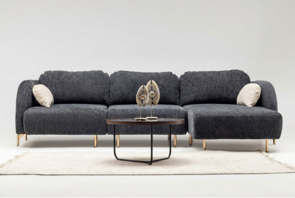 Ecksofa L form Polstersofa Stoffsofa Couch Grau Sofa Liege Stoff