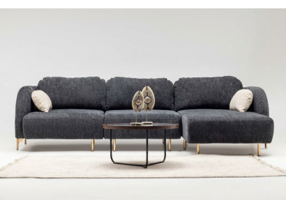 Ecksofa L form Polstersofa Stoffsofa Couch Grau Sofa Liege Stoff