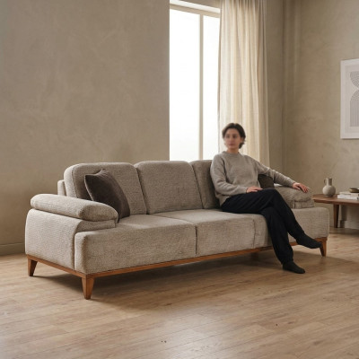 Třísedák pohovka 3místná látková pohovka Beige gauč moderní