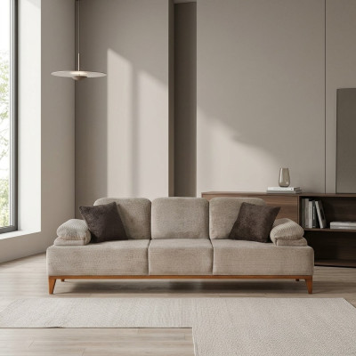 Třísedák pohovka 3místná látková pohovka Beige gauč moderní
