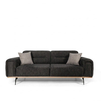 Tkaninová pohovka Design třímístná šedá Pohovka 3M Polštářová pohovka Gauč