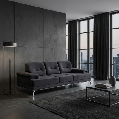 Pohovka třímístná látková designová modrá pohovka 3místná sedací souprava