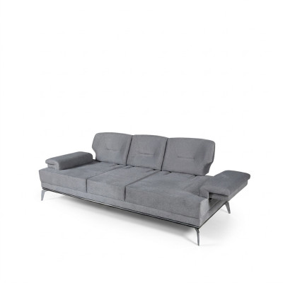 Pohovka Tkaninová pohovka Design Třísedadlová Šedá 3místná Pohovka Kanape.