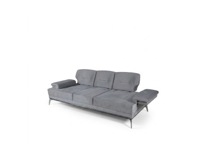 Pohovka Tkaninová pohovka Design Třísedadlová Šedá 3místná Pohovka Kanape.