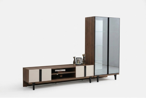 Designová obývací souprava, elegantní TV stojan, luxusní nízký stolek, dvoudílný.