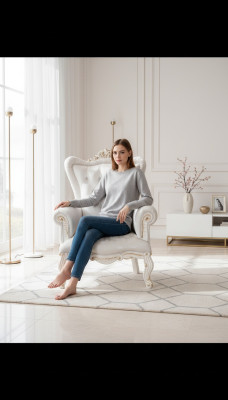 Křeslo Bílé Obývací pokoj Textil Design Chesterfield italský styl