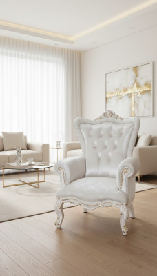 Křeslo Bílé Obývací pokoj Textil Design Chesterfield italský styl