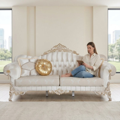 Sofa 3 Sitzer Polster Textil Stoff Chesterfield Couchen Dreisitzer Neu