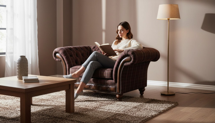 Chesterfield 1 Sitzer Couch Polster Sitz Textil Stoff Couchen Luxus Sofa