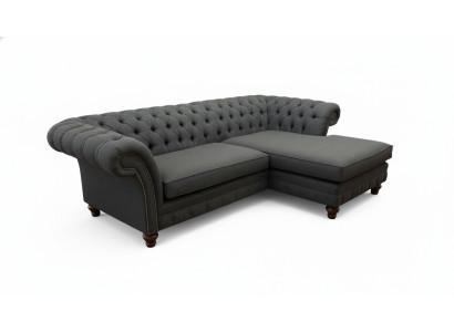 Chesterfield rohová sedací souprava v L tvaru, design čalouněná pohovka, sedadlo, textil, nová