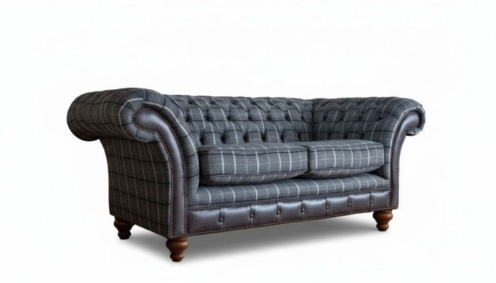Design Chesterfield Textil Luxus 2-Sitzer Stoff Couch Polster Sofa Neu