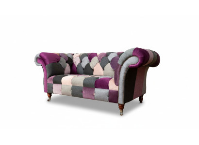 Chesterfield látková pohovka gauč potah design 2místná textilní sedací soupravy šedá.