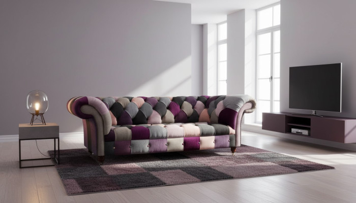 Chesterfield Design Polster Luxus Sitz Sofa Couch Grün Textil 3 Sitzer
