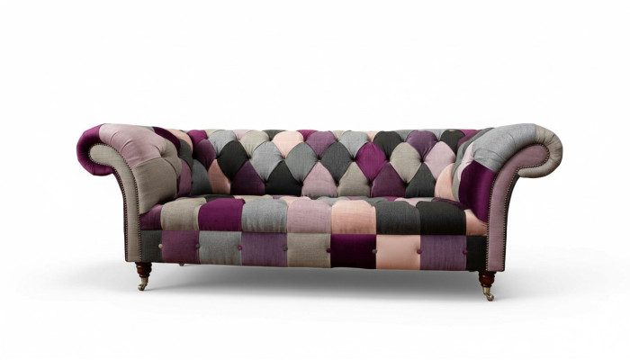 Chesterfield Design Polster Luxus Sitz Sofa Couch Grün Textil 3 Sitzer