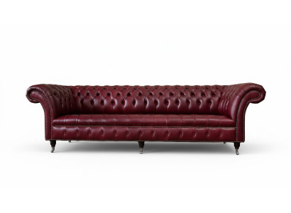 Modern Design Sofa 4 Sitzer Couch Luxus Klassische Leder Chesterfield Sofas
