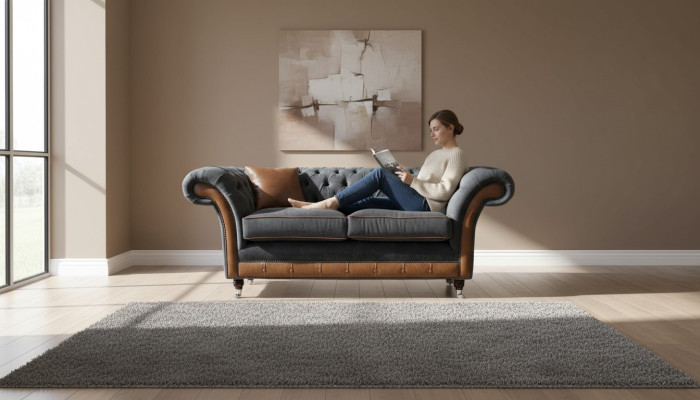 Chesterfield Luxus 2 Sitzer Couch Polster Sofa Zweisitzer Leder Couchen
