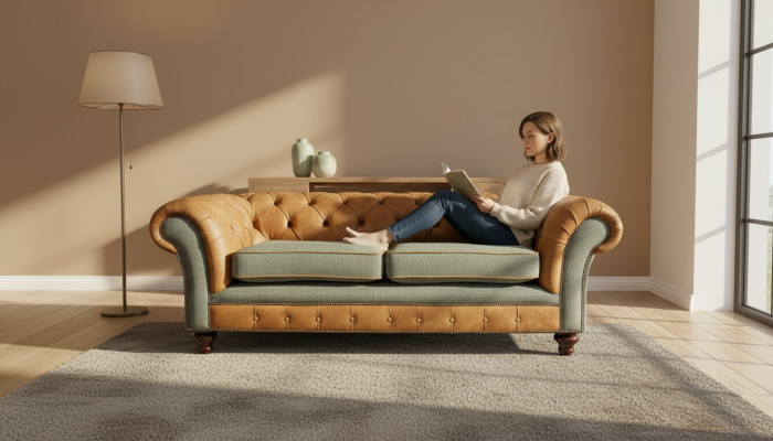 Sofa 3 Sitzer Design Polster Couchen Leder Relax Chesterfield Dreisitzer