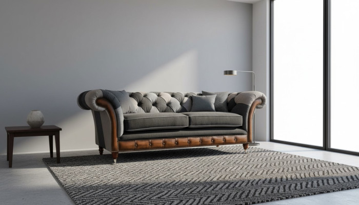 Design Polster Sofa 3 Sitzer Couch Luxus Klassische Textil Chesterfield
