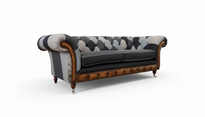Design Polster Sofa 3 Sitzer Couch Luxus Klassische Textil Chesterfield