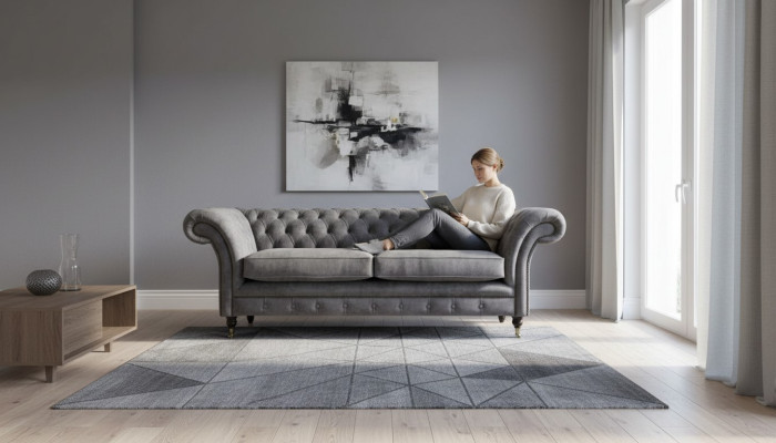 Design Polster Sofa 3 Sitzer Couch Luxus Klassische Textil Chesterfield