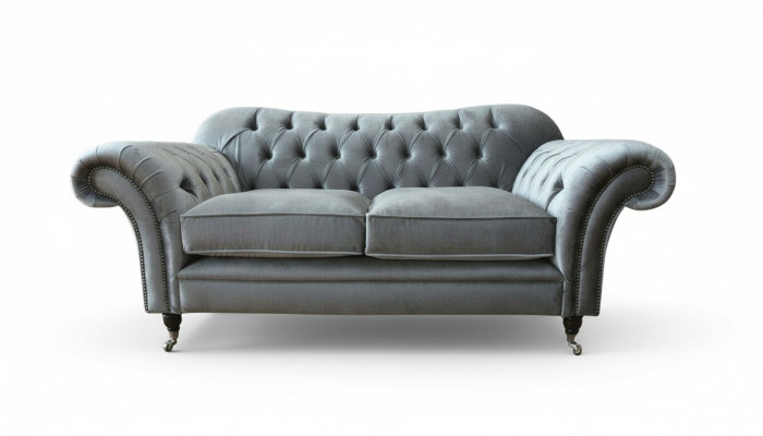 Chesterfield Sofa 2 Sitzer Polster Designer Couchen Sofas Grau Neu