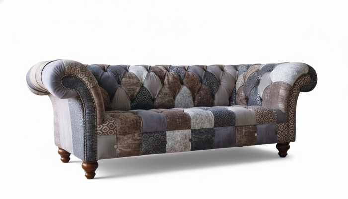 Dreisitzer Sofa Sitzpolster Chesterfield Stoff Couch Modern Möbel Neu