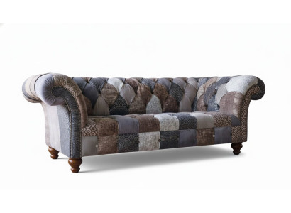 Dreisitzer Sofa Sitzpolster Chesterfield Stoff Couch Modern Möbel Neu