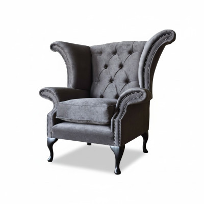 Křeslo sešity Chesterfield látkový obývací pokoj Polyester Design Šedá