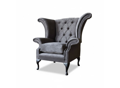 Křeslo sešity Chesterfield látkový obývací pokoj Polyester Design Šedá