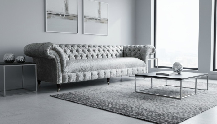 Dreisitzer Couch Chesterfield Couch Samt Polster Sofas Wohnzimmer Neu