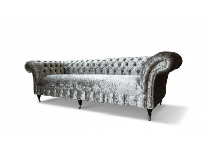 Dreisitzer Couch Chesterfield Couch Samt Polster Sofas Wohnzimmer Neu
